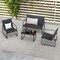 Costway 4 Pieces Patio Furniture Set Outdoor Tempered Glass Coffee Table Chair Loveseat